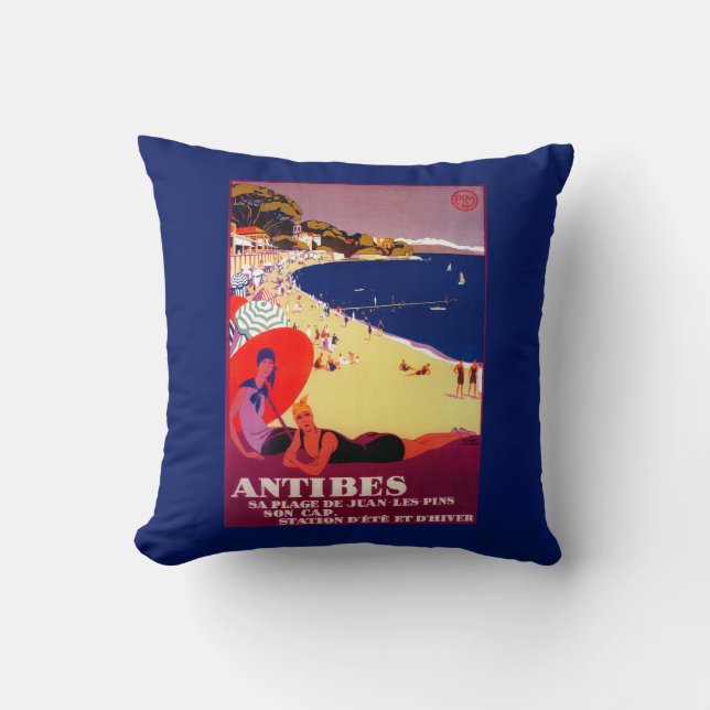 Antibes Vintage PosterEurope Cushion (Front)