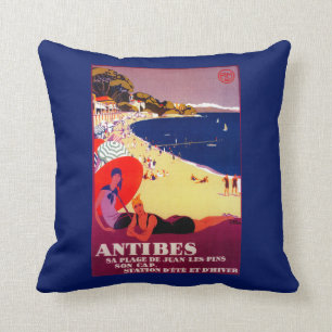 Antibes Vintage PosterEurope Cushion