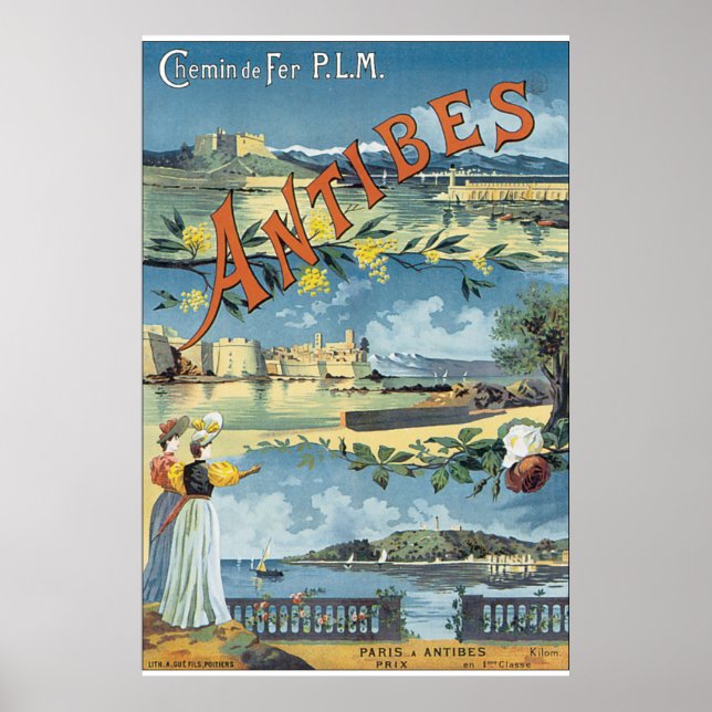 Antibes Vintage Travel Poster (Front)