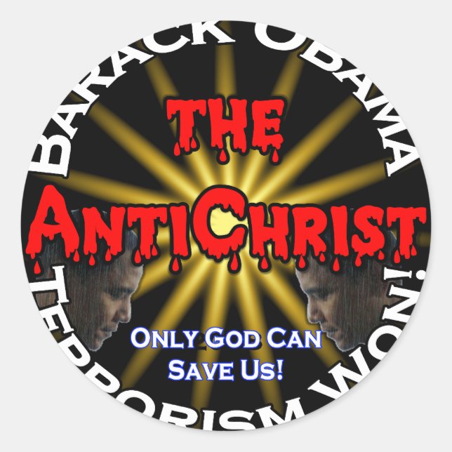 AntiChrist Obama God Classic Round Sticker (Front)