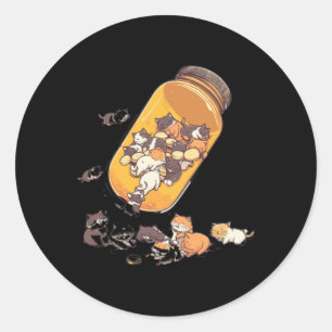 Antidepressant Cat Pill Bottle – Mental Health Awa Classic Round Sticker