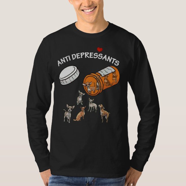 Antidepressant Chihuahua Orange Bottle T-Shirt (Front)