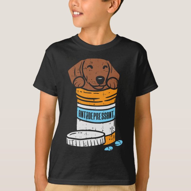 Antidepressant Dachshund Weiner Sausage Dog Animal T-Shirt (Front)