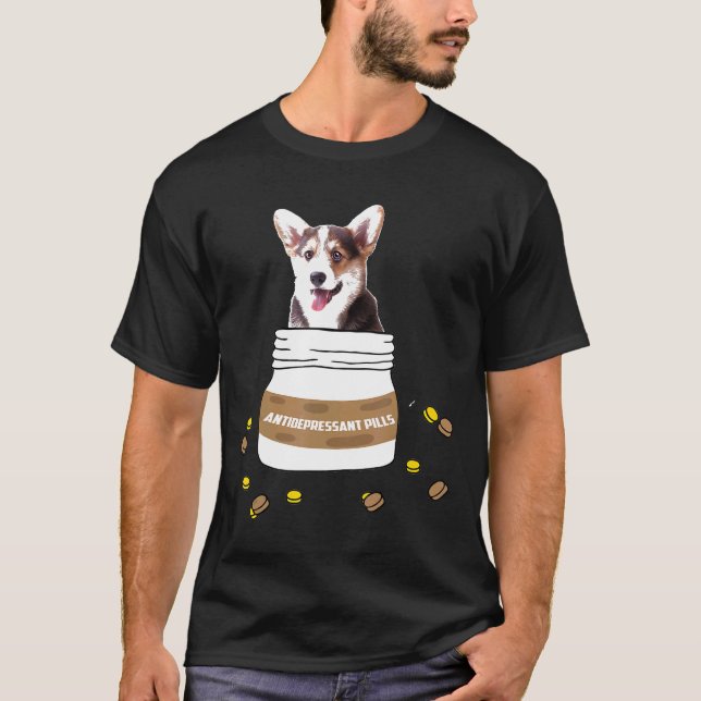 Antidepressant Pills Corgi T-Shirt (Front)