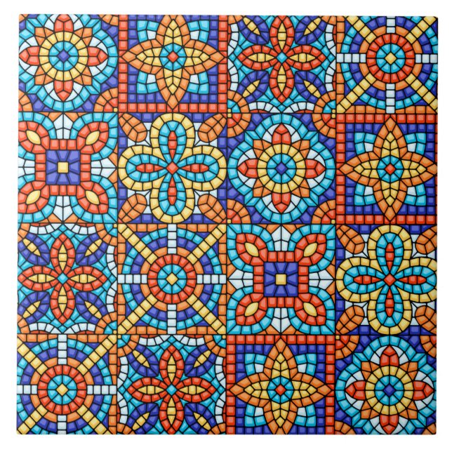 Antient Primitive Mosaic Pattern Tile (Front)