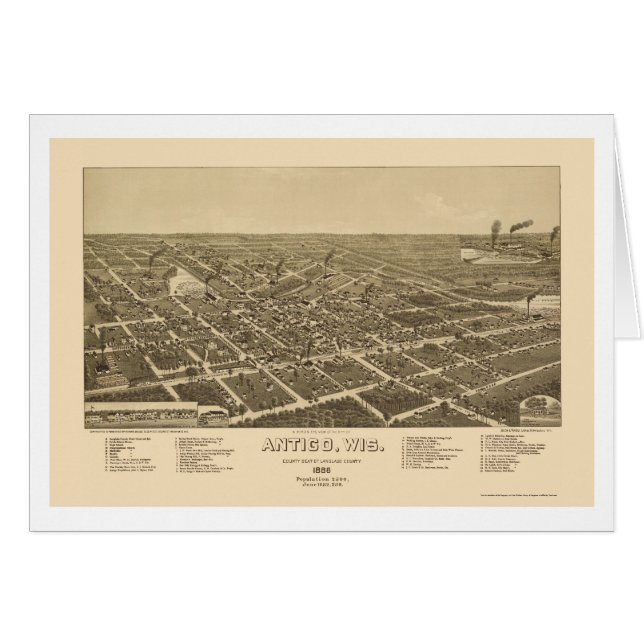 Antigo, WI Panoramic Map - 1886 (Front Horizontal)