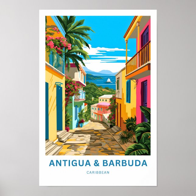 Antigua and Barbuda Caribbean Travel Print (Front)