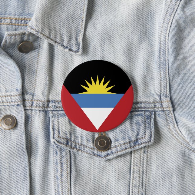 Antigua and Barbuda flag 7.5 Cm Round Badge (In Situ)