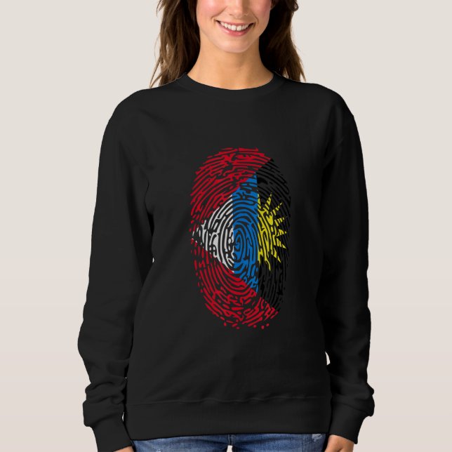 Antigua And Barbuda Flag Fingerprint Sweatshirt (Front)