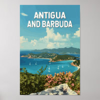 Antigua and Barbuda Illustration Travel Art Retro