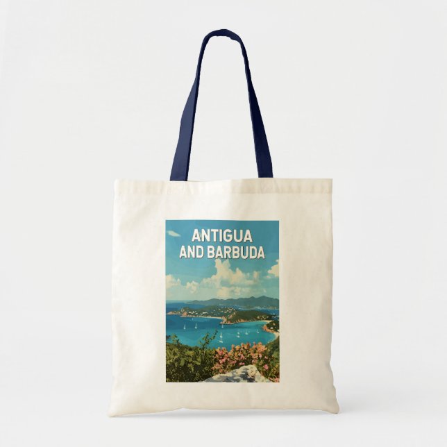 Antigua and Barbuda Illustration Travel Art Retro Tote Bag (Front)