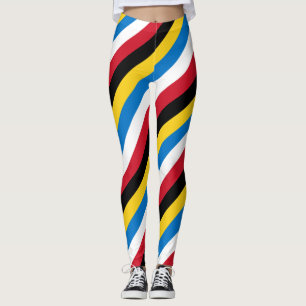 Antigua and Barbuda National Flag Colours Striped  Leggings