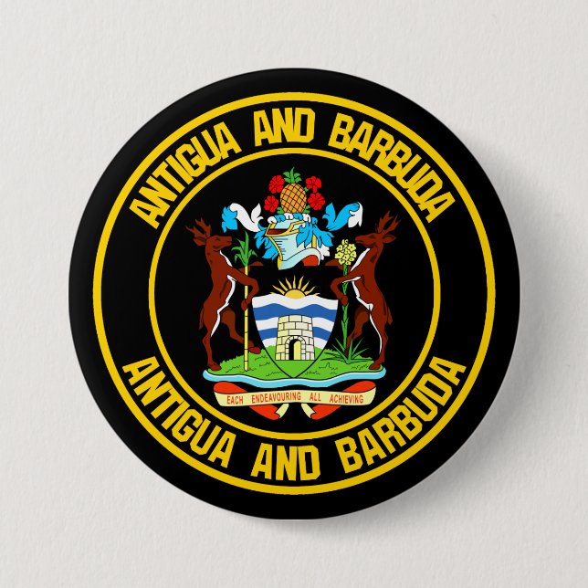 Antigua and Barbuda Round Emblem 7.5 Cm Round Badge (Front)