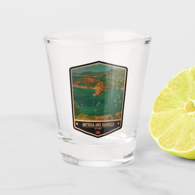Antigua and Barbuda Shot Glass (Front)