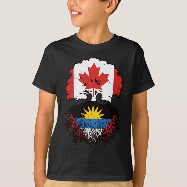 Antigua Antiguan Canadian Canada Tree Roots Flag T-Shirt (Front)