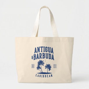 Antigua & Barbuda Caribbean Palm Tree Large Tote Bag