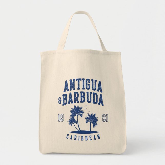 Antigua & Barbuda Caribbean Palm Tree Tote Bag (Front)