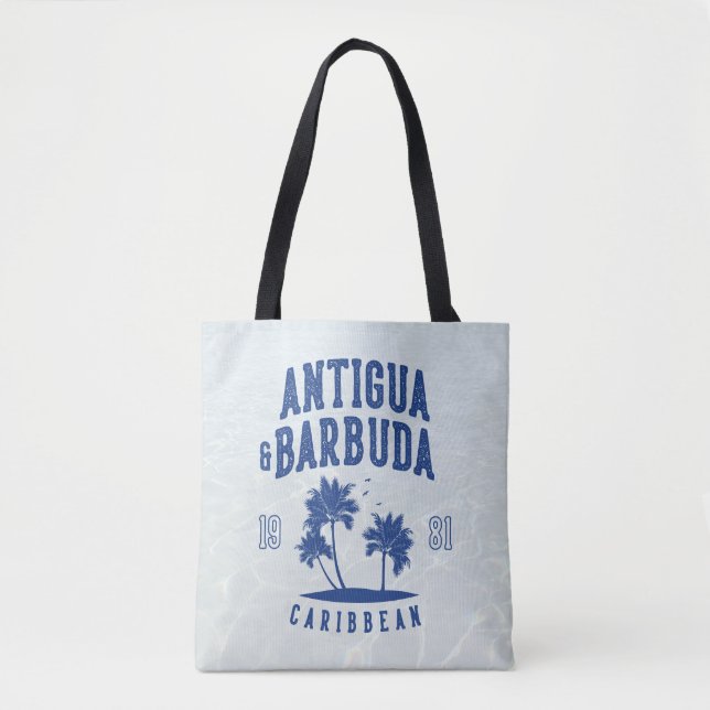 Antigua & Barbuda Caribbean Palm Tree Tote Bag (Front)
