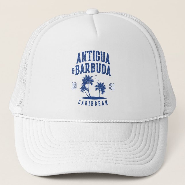 Antigua & Barbuda Caribbean Palm Tree Trucker Hat (Front)