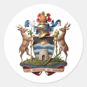 Antigua Barbuda coat arms symbol country emblem fl Classic Round Sticker