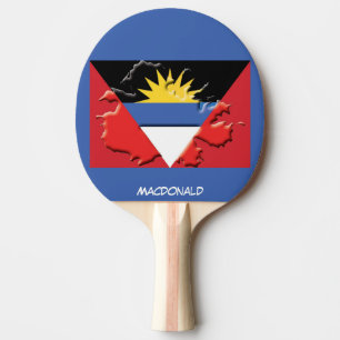 ANTIGUA BARBUDA FLAG & MAP Personalised  BLUE Ping Pong Paddle