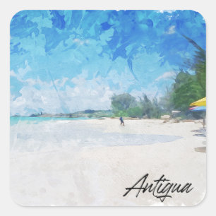 Antigua Caribbean Island tropical Panorama View Square Sticker