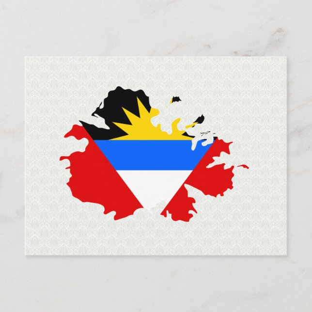 Antigua Flag Map full size Postcard (Front)