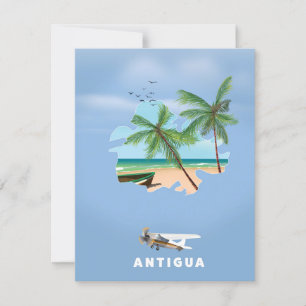 Antigua Illustrated map travel poster