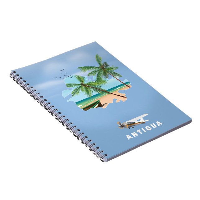 Antigua Illustrated map travel poster Notebook (Right Side)