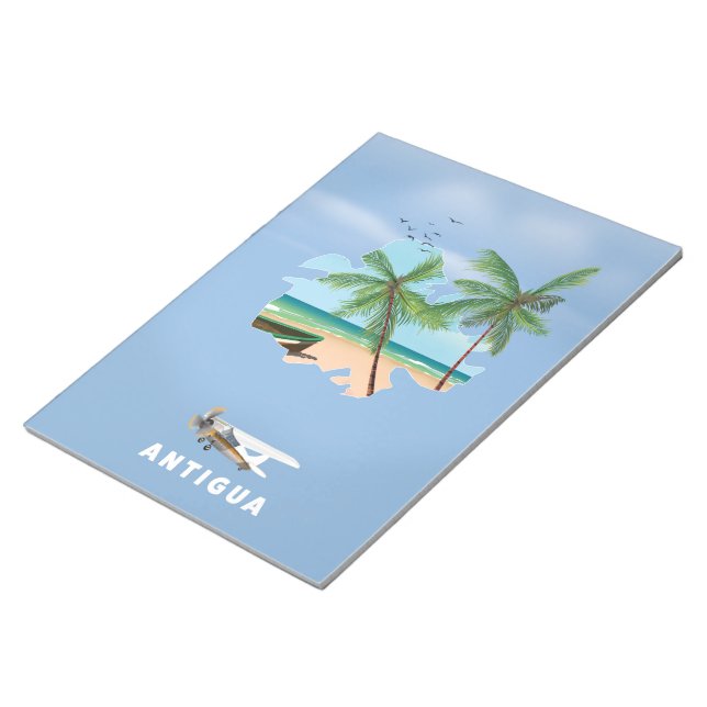 Antigua Illustrated map travel poster Notepad (Angled)
