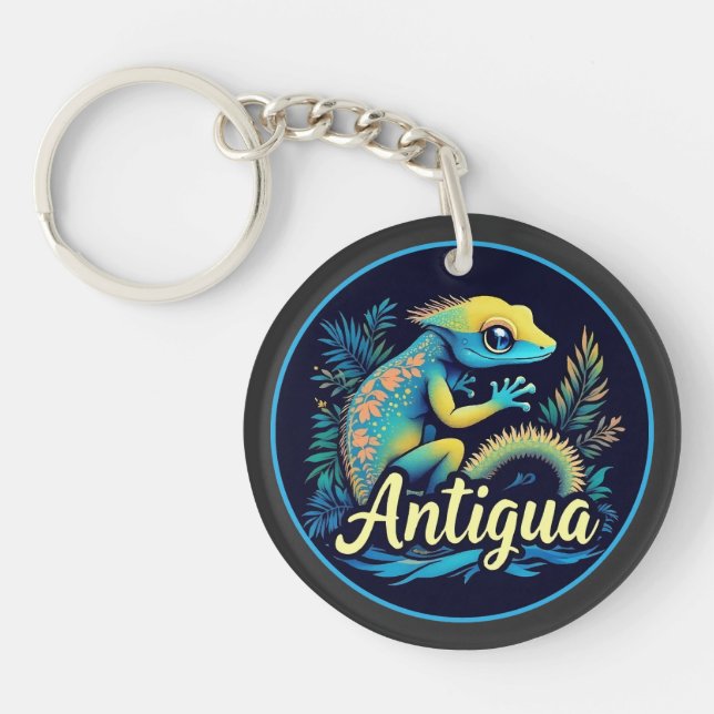 Antigua Island Caribbean Gecko Key Ring (Front)
