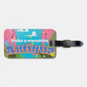 Antigua island vintage travel poster art. luggage tag