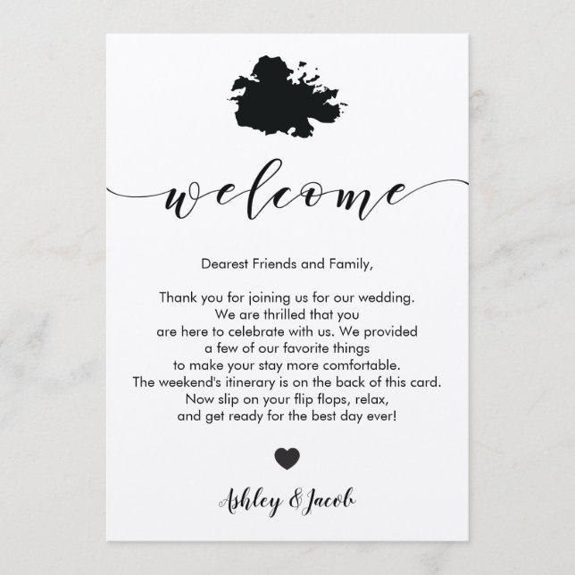 Antigua Wedding Welcome Letter & Itinerary Card (Front)
