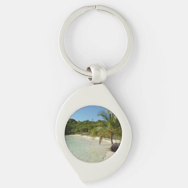 Antiguan Beach Beautiful Tropical Landscape Key Ring (Front)
