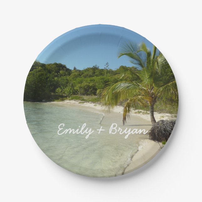 Antiguan Beach Beautiful Tropical Landscape Paper Plate (Front)