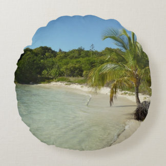 Antiguan Beach Beautiful Tropical Landscape Round Cushion