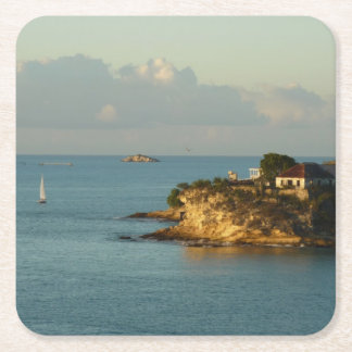 Antiguan Coast Beautiful Island Seascape Square Paper Coaster