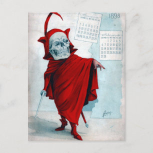 Antikamnia Calendar Skeleton Devil Postcard