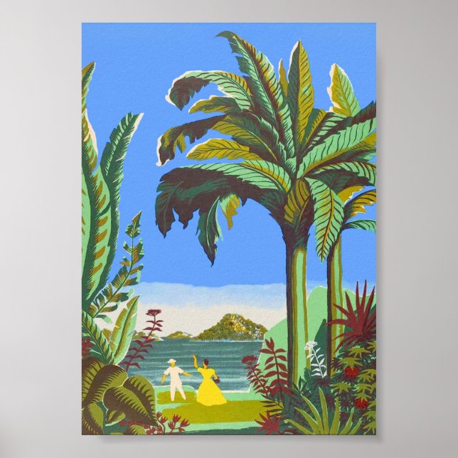 Antilles Caribbean Colourful Vintage Travel Poster (Front)
