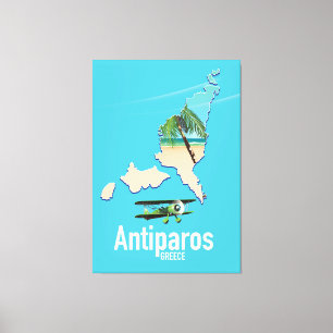 Antiparos Greece travel map Canvas Print
