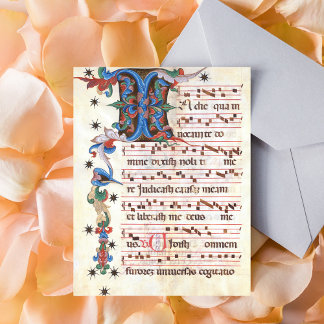 Antiphon Gregoriant Chant Mediaeval Manuscript Postcard
