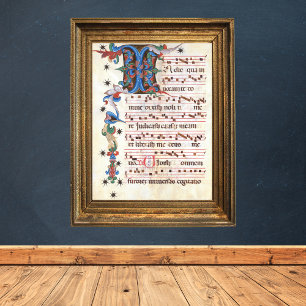 Antiphon Gregoriant Chant Mediaeval Manuscript Poster