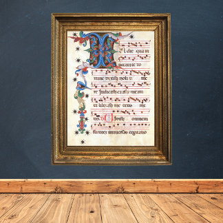 Antiphon Gregoriant Chant Mediaeval Manuscript Poster