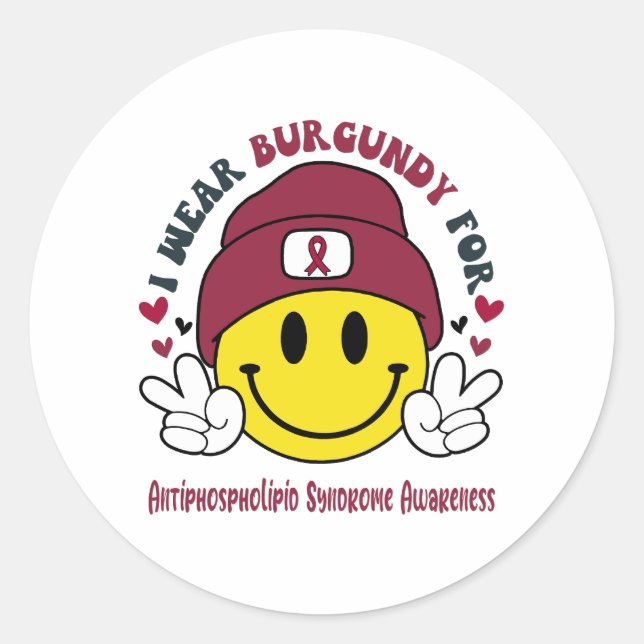 Antiphospholipid Syndrome Awareness Ribbon Support Classic Round Sticker (Front)