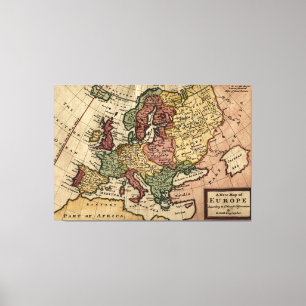 Antiquarian 1721 Map of Europe by Herman Moll Canvas Print