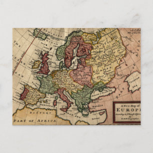 Antiquarian 1721 Map of Europe by Herman Moll Postcard