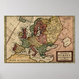 Antiquarian 1721 Map of Europe by Herman Moll Poster
