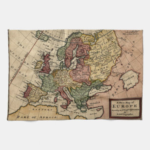 Antiquarian 1721 Map of Europe by Herman Moll Tea Towel