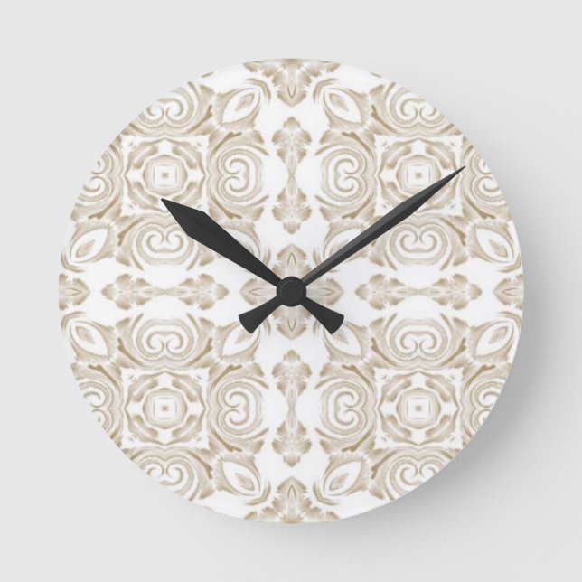 Antiqubeige  floral round clock (Front)