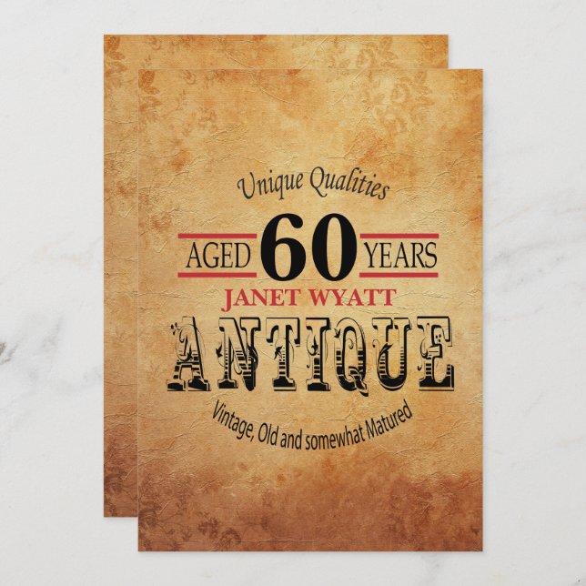Antique 00th Birthday Invitation (Front/Back)